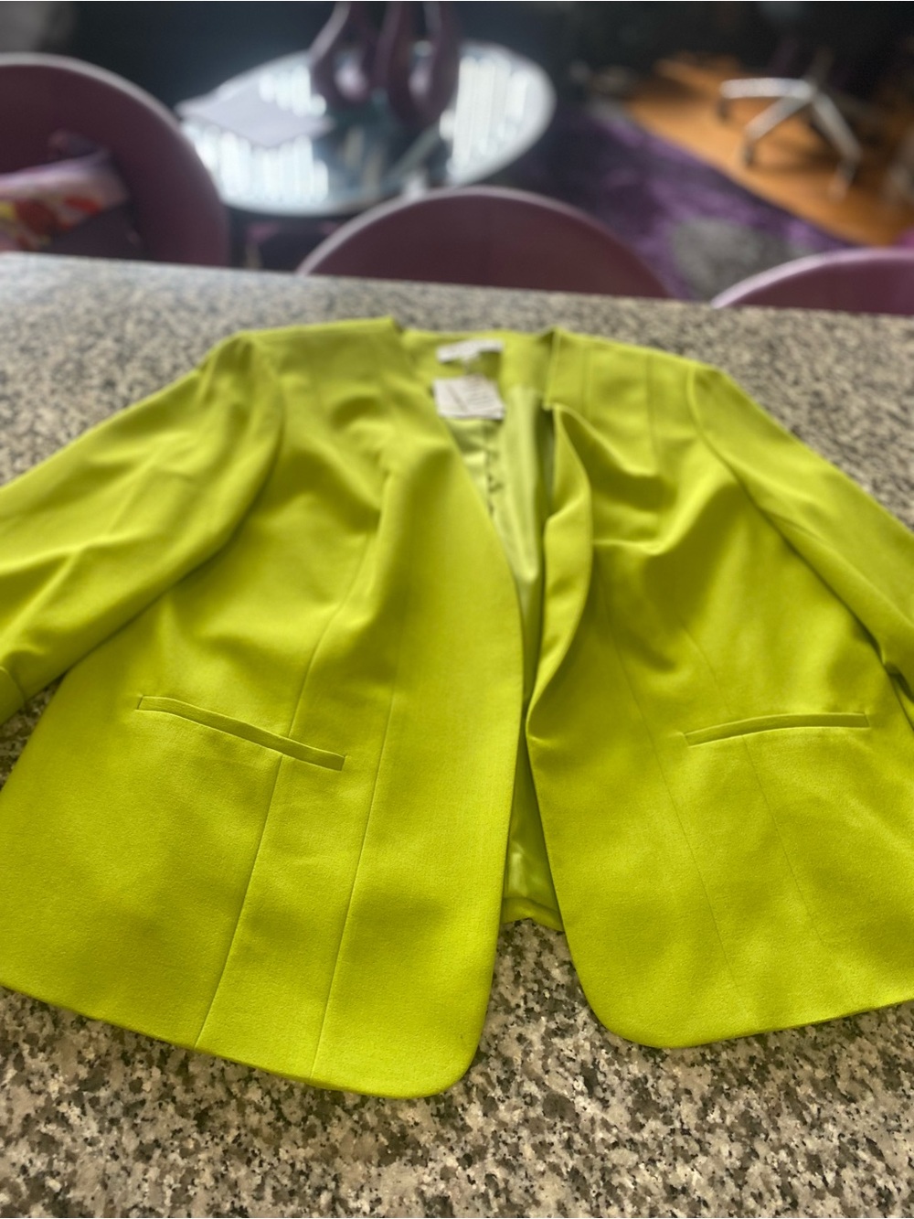 Kasper Lime Green Open Front Blazer